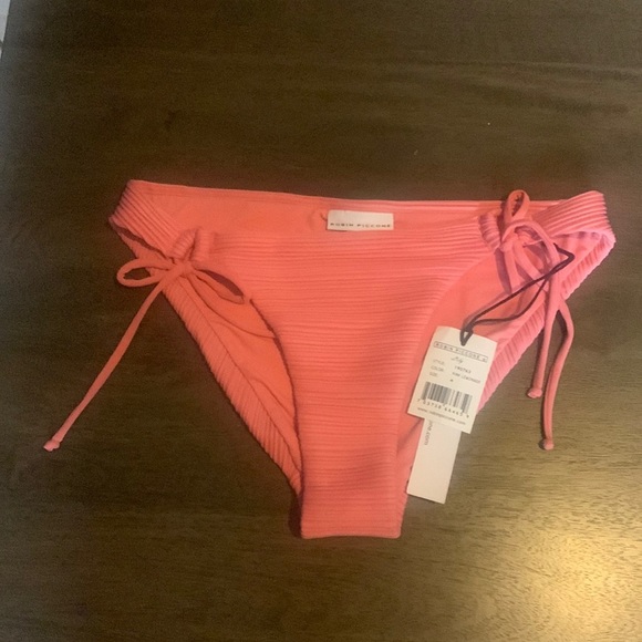 New Robin Piccone Lily Tie Bikini Bottoms 190763 Pink Lemonade Medium - Picture 4 of 14